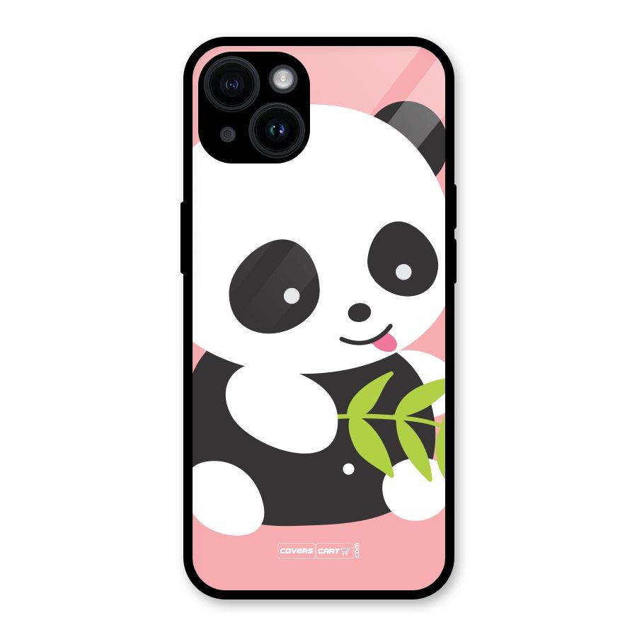 Cute Panda Pink Glass Back Case for iPhone 14