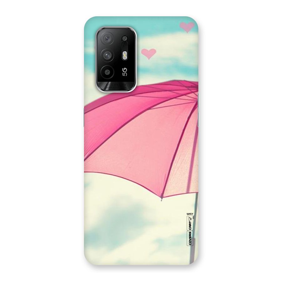 Cute Pink Umbrella Back Case for Oppo F19 Pro Plus 5G
