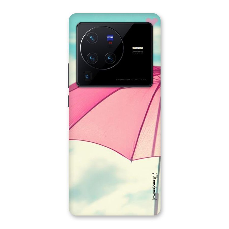 Cute Pink Umbrella Back Case for Vivo X80 Pro