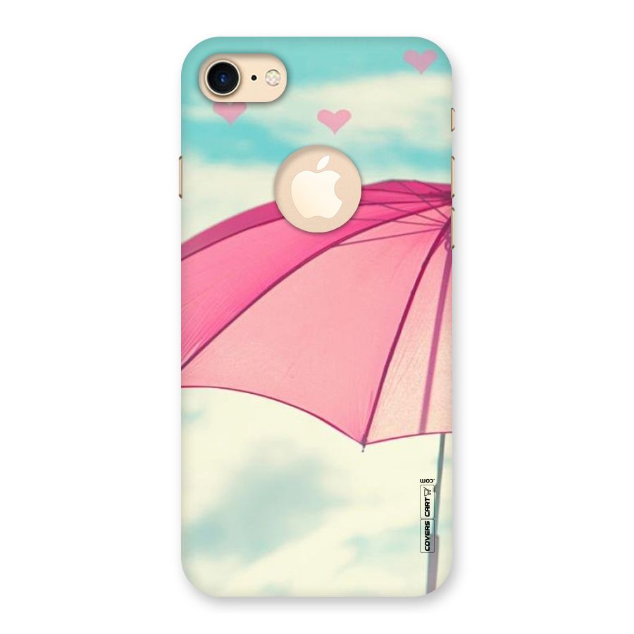 Cute Pink Umbrella Back Case for iPhone 7 Logo Cut