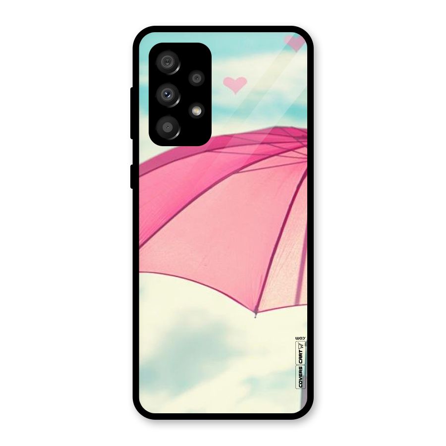 Cute Pink Umbrella Glass Back Case for Galaxy A32