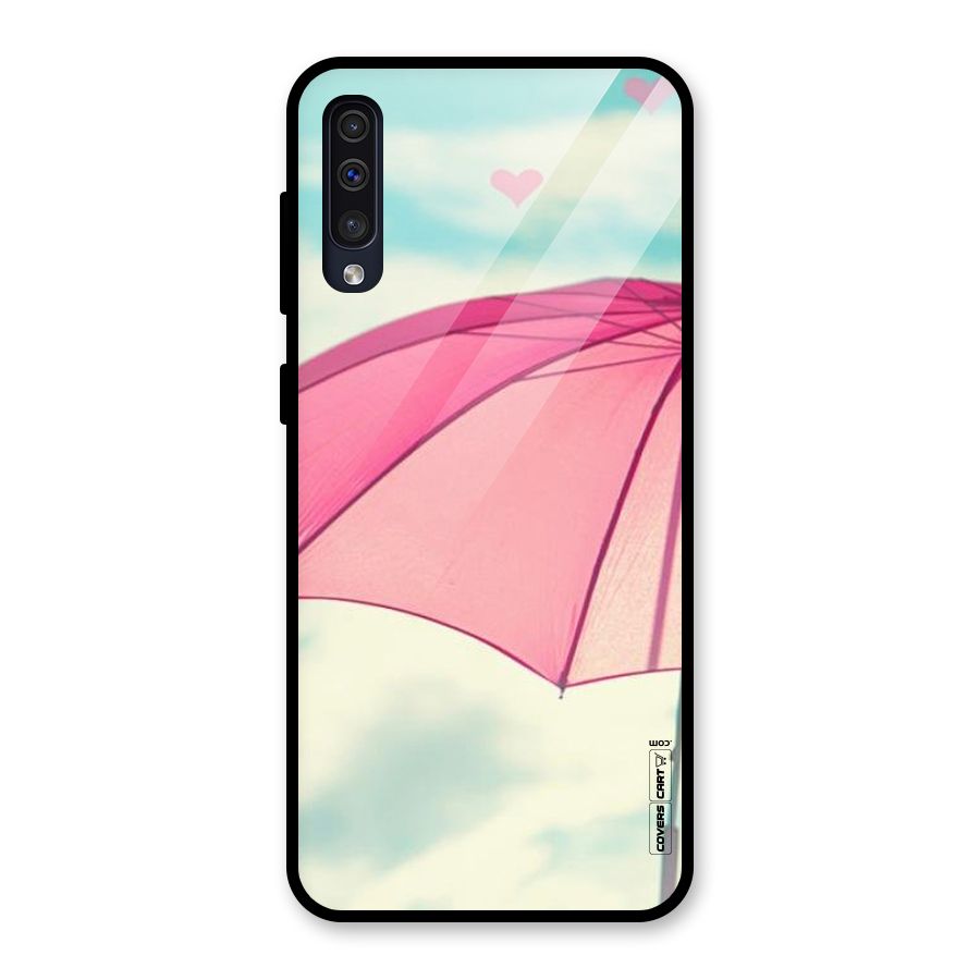 Cute Pink Umbrella Glass Back Case for Galaxy A50