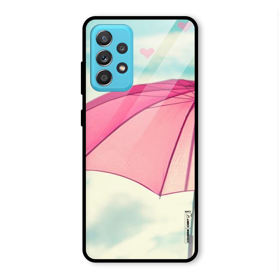 Cute Pink Umbrella Glass Back Case for Galaxy A52