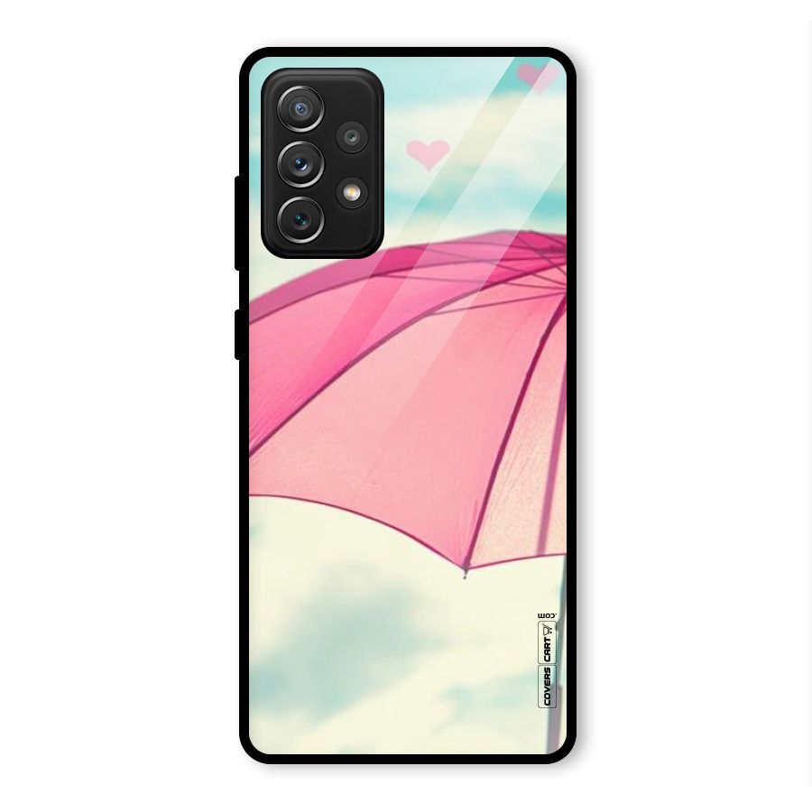 Cute Pink Umbrella Glass Back Case for Galaxy A72