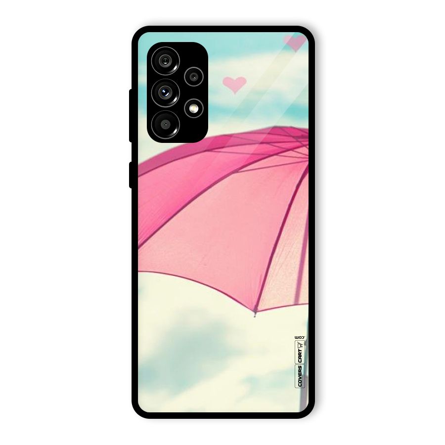 Cute Pink Umbrella Glass Back Case for Galaxy A73 5G