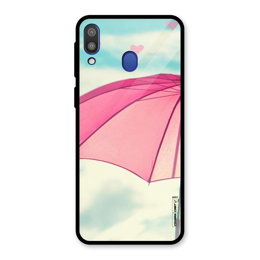 Cute Pink Umbrella Glass Back Case for Galaxy M20