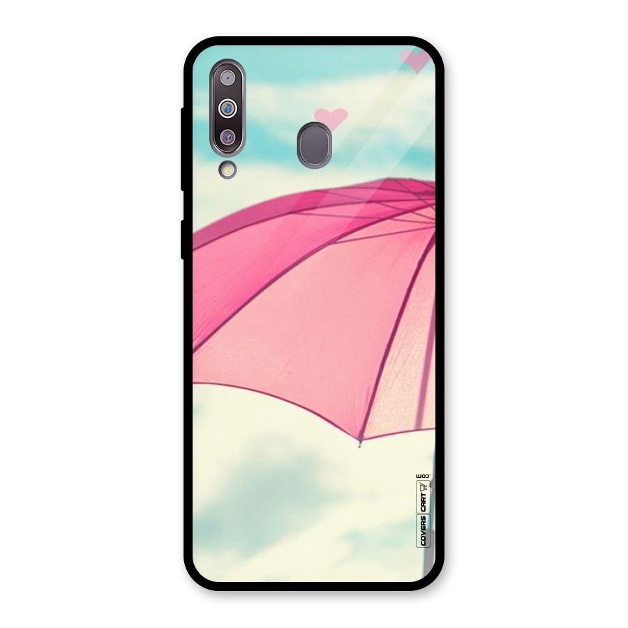 Cute Pink Umbrella Glass Back Case for Galaxy M30