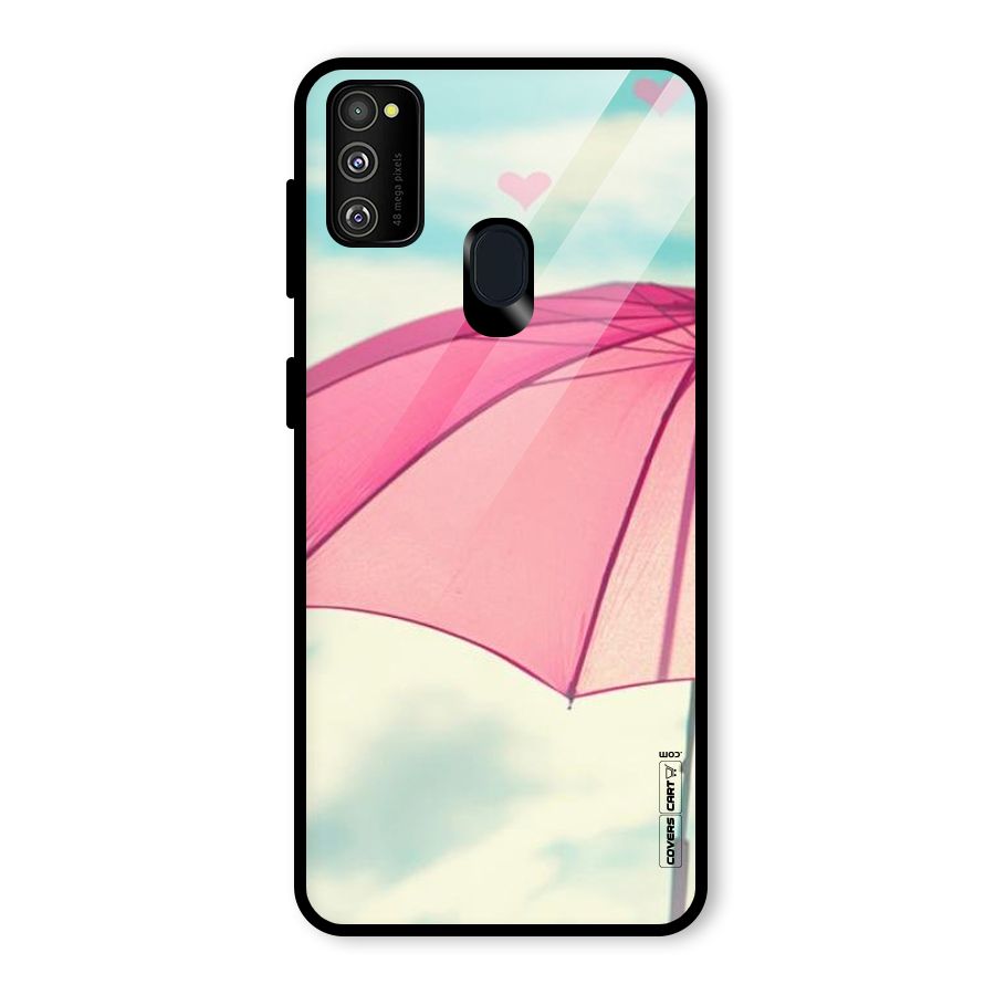 Cute Pink Umbrella Glass Back Case for Galaxy M30s