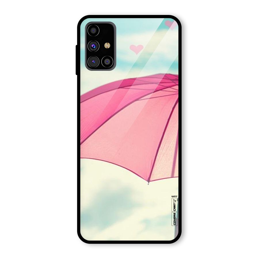 Cute Pink Umbrella Glass Back Case for Galaxy M31s