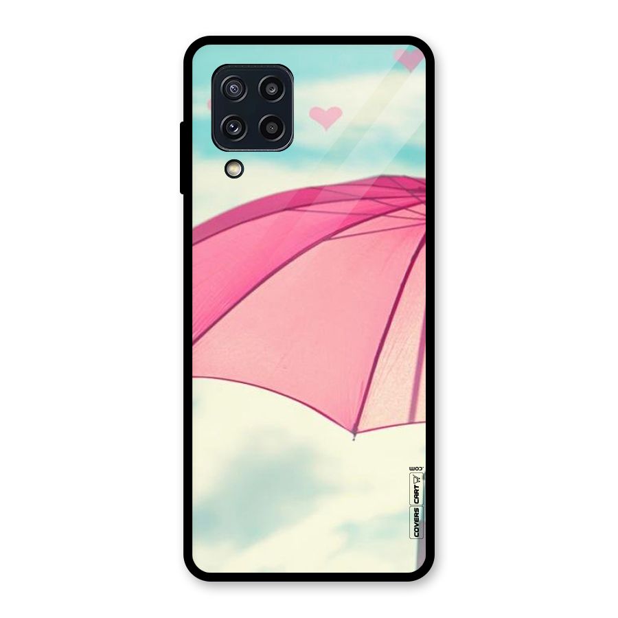 Cute Pink Umbrella Glass Back Case for Galaxy M32