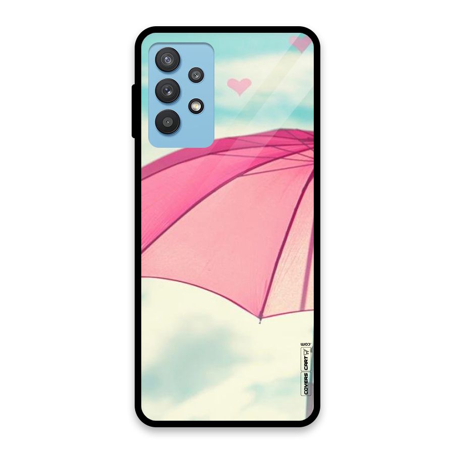 Cute Pink Umbrella Glass Back Case for Galaxy M32 5G