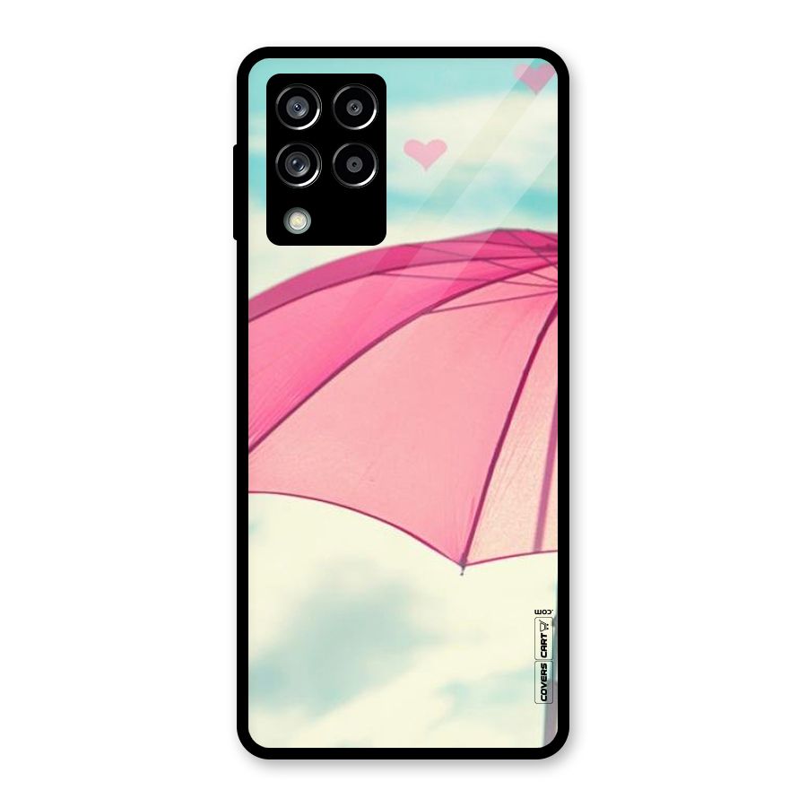 Cute Pink Umbrella Glass Back Case for Galaxy M53 5G