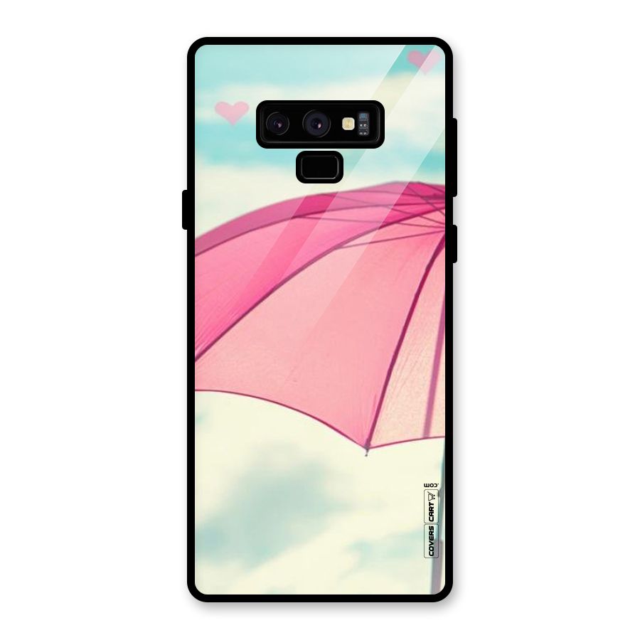 Cute Pink Umbrella Glass Back Case for Galaxy Note 9