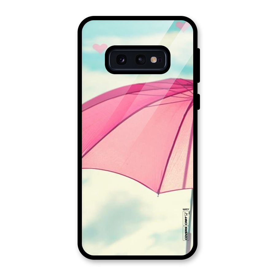 Cute Pink Umbrella Glass Back Case for Galaxy S10e