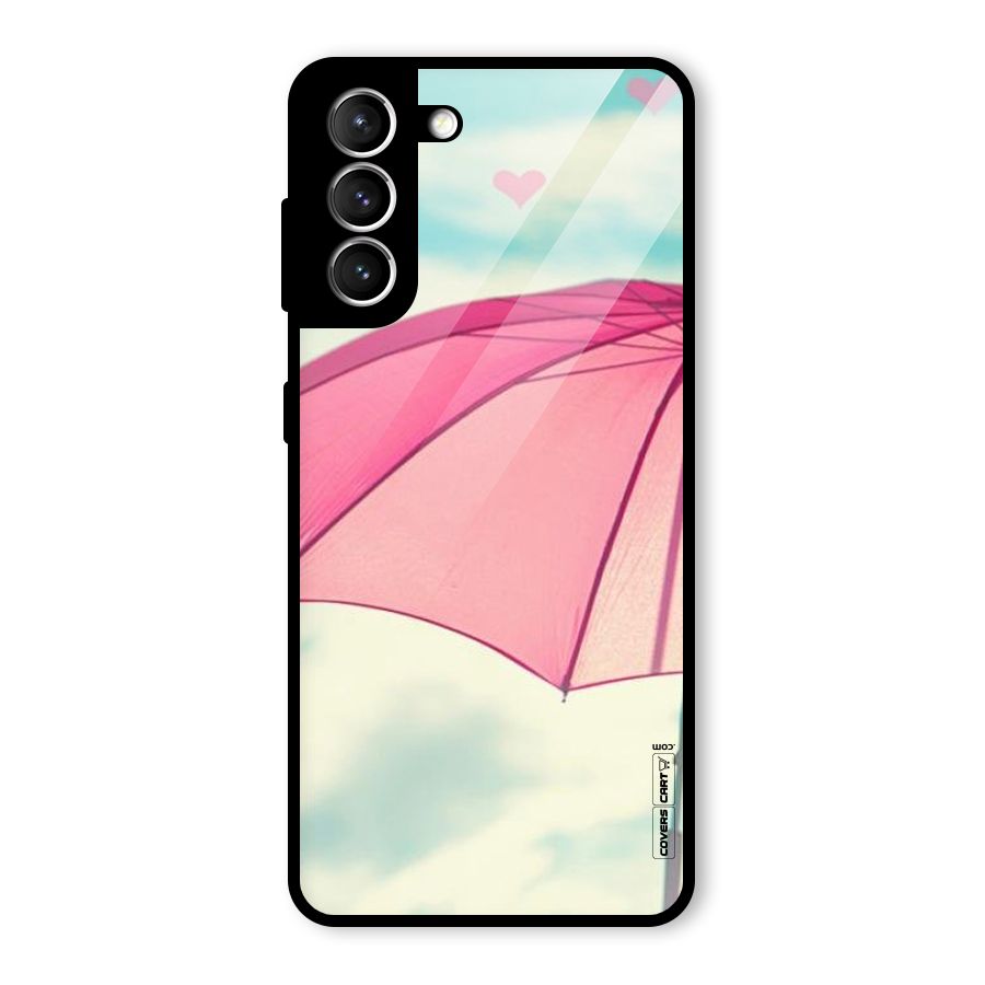 Cute Pink Umbrella Glass Back Case for Galaxy S21 5G