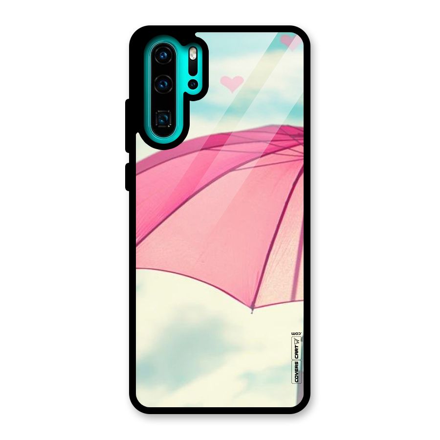 Cute Pink Umbrella Glass Back Case for Huawei P30 Pro