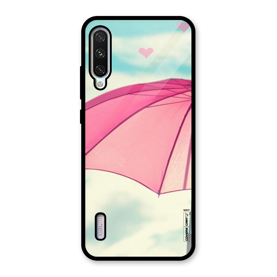 Cute Pink Umbrella Glass Back Case for Mi A3