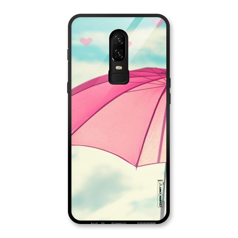 Cute Pink Umbrella Glass Back Case for OnePlus 6