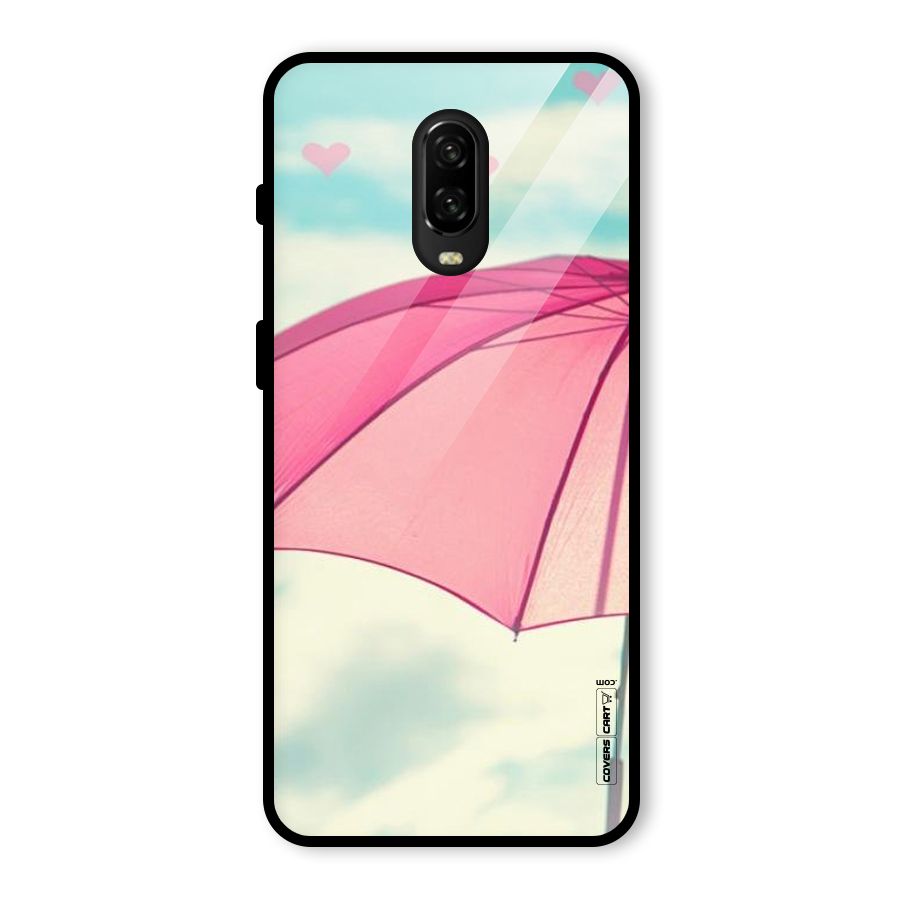 Cute Pink Umbrella Glass Back Case for OnePlus 6T
