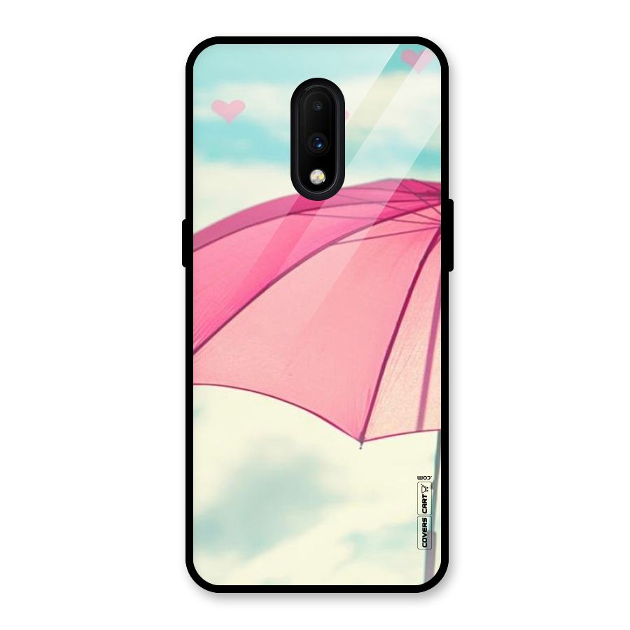 Cute Pink Umbrella Glass Back Case for OnePlus 7