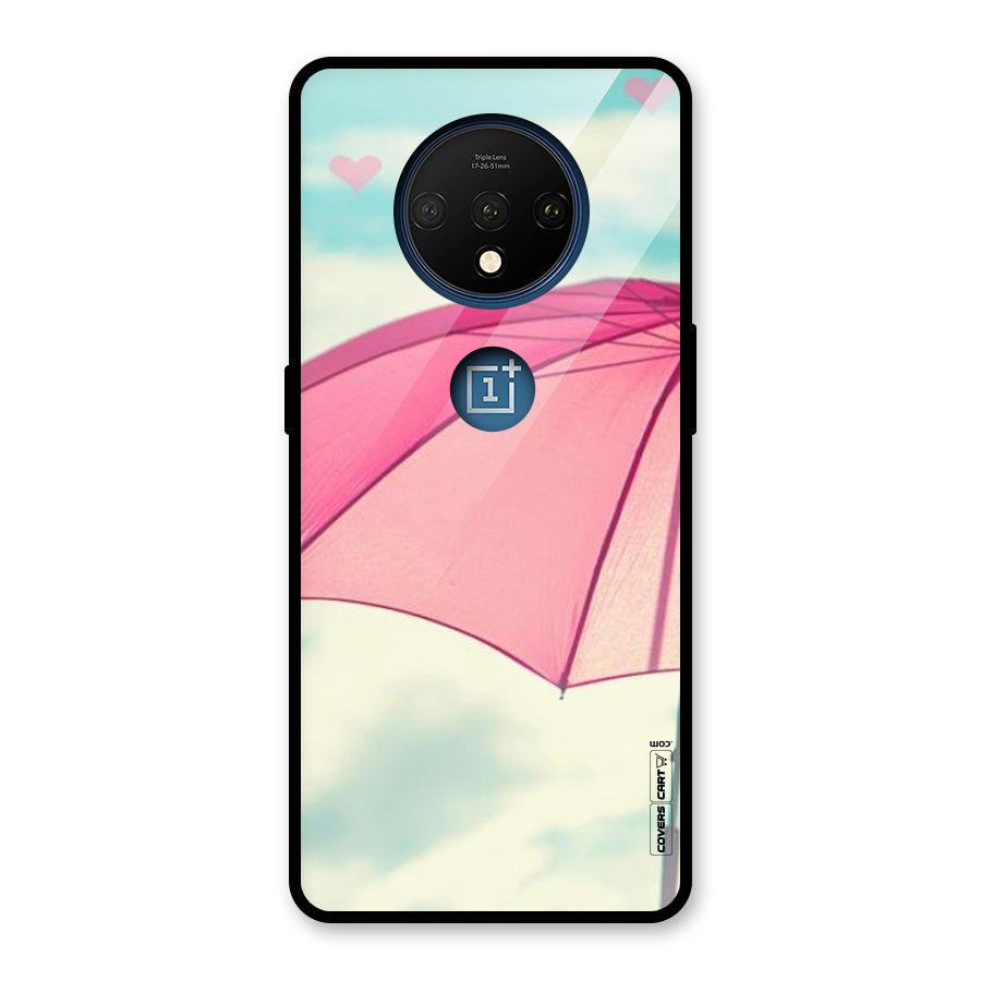 Cute Pink Umbrella Glass Back Case for OnePlus 7T