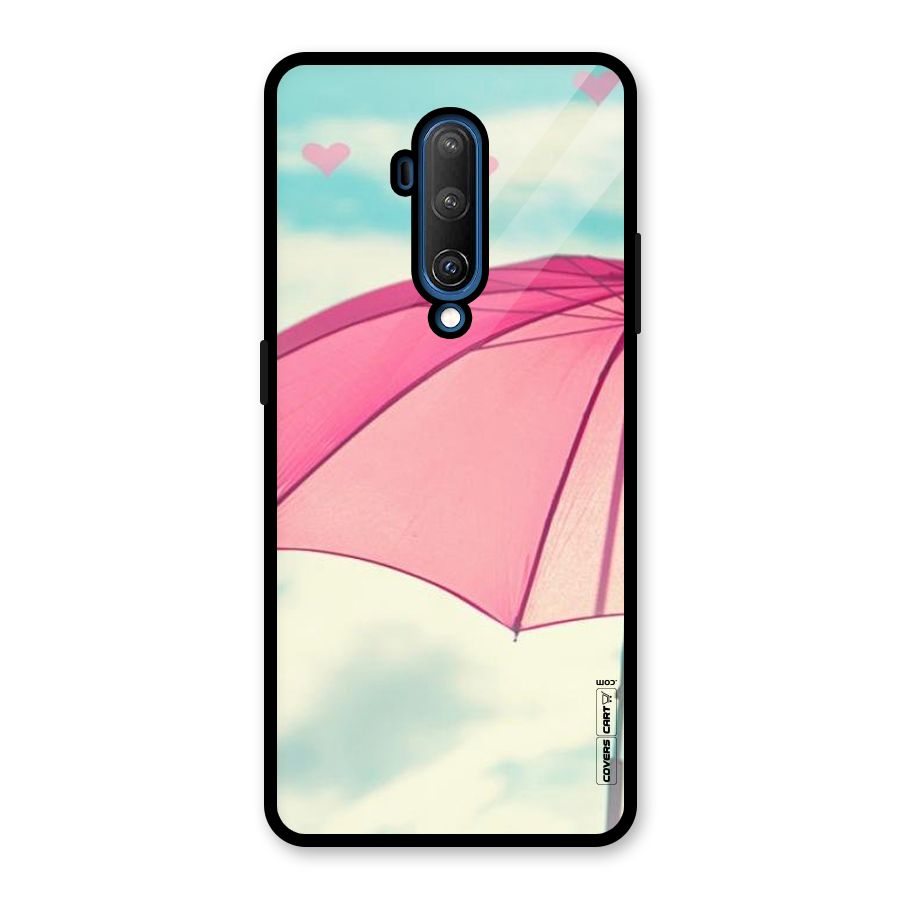 Cute Pink Umbrella Glass Back Case for OnePlus 7T Pro