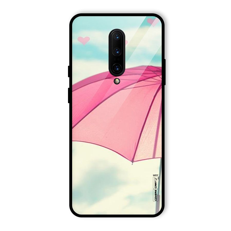 Cute Pink Umbrella Glass Back Case for OnePlus 7 Pro