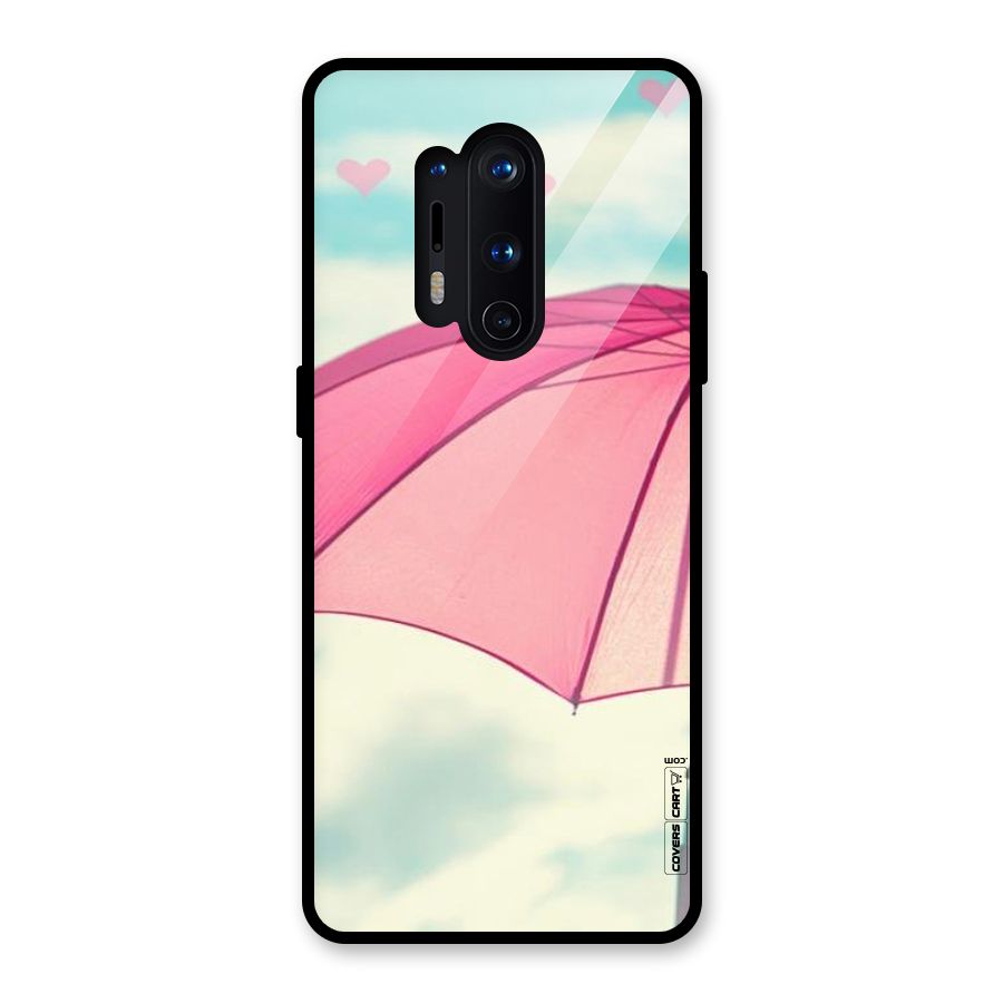 Cute Pink Umbrella Glass Back Case for OnePlus 8 Pro