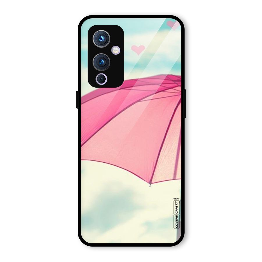 Cute Pink Umbrella Glass Back Case for OnePlus 9