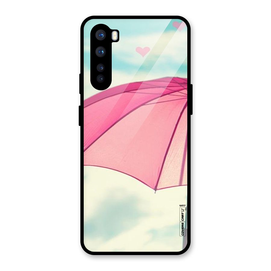 Cute Pink Umbrella Glass Back Case for OnePlus Nord