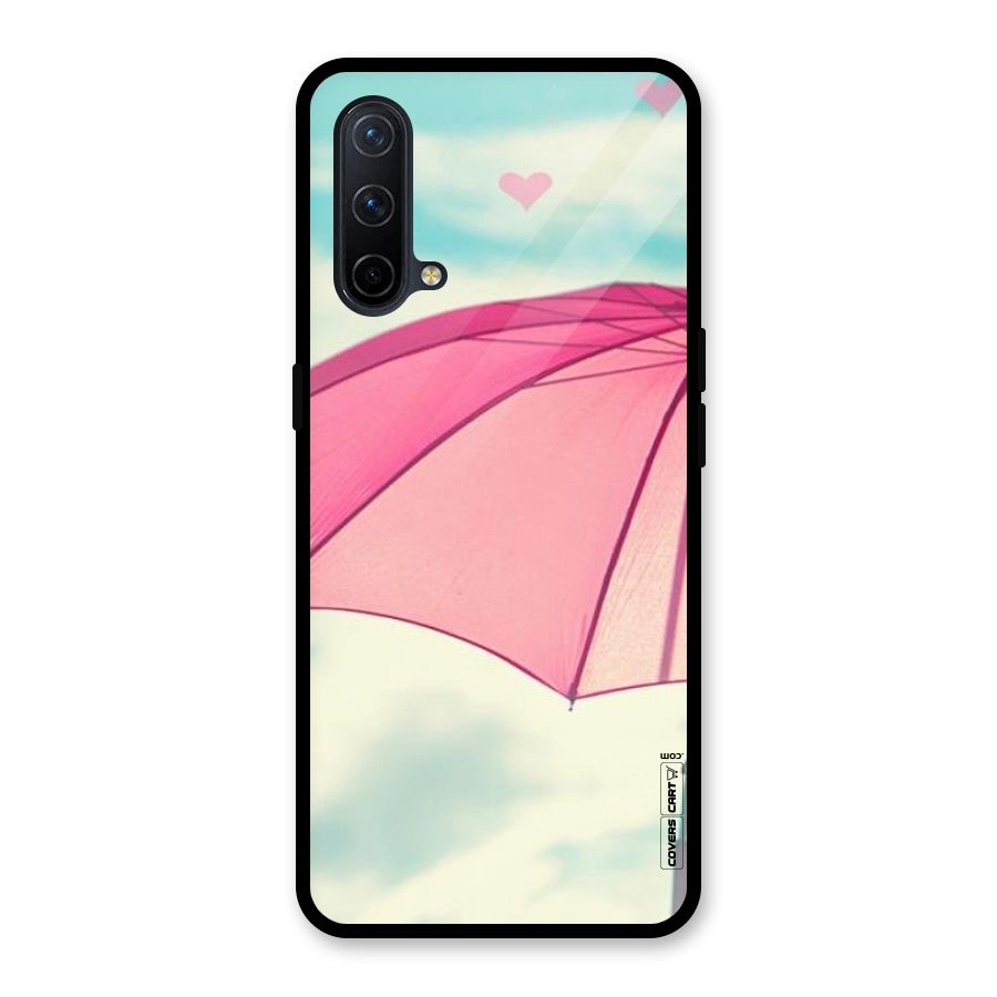 Cute Pink Umbrella Glass Back Case for OnePlus Nord CE 5G