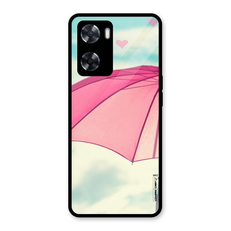 Cute Pink Umbrella Glass Back Case for Oppo A57 2022