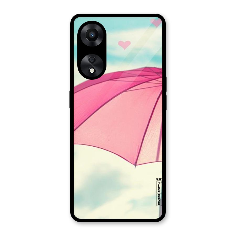 Cute Pink Umbrella Glass Back Case for Oppo A78