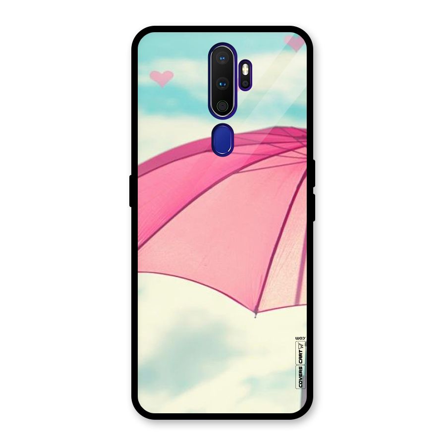 Cute Pink Umbrella Glass Back Case for Oppo A9 (2020)