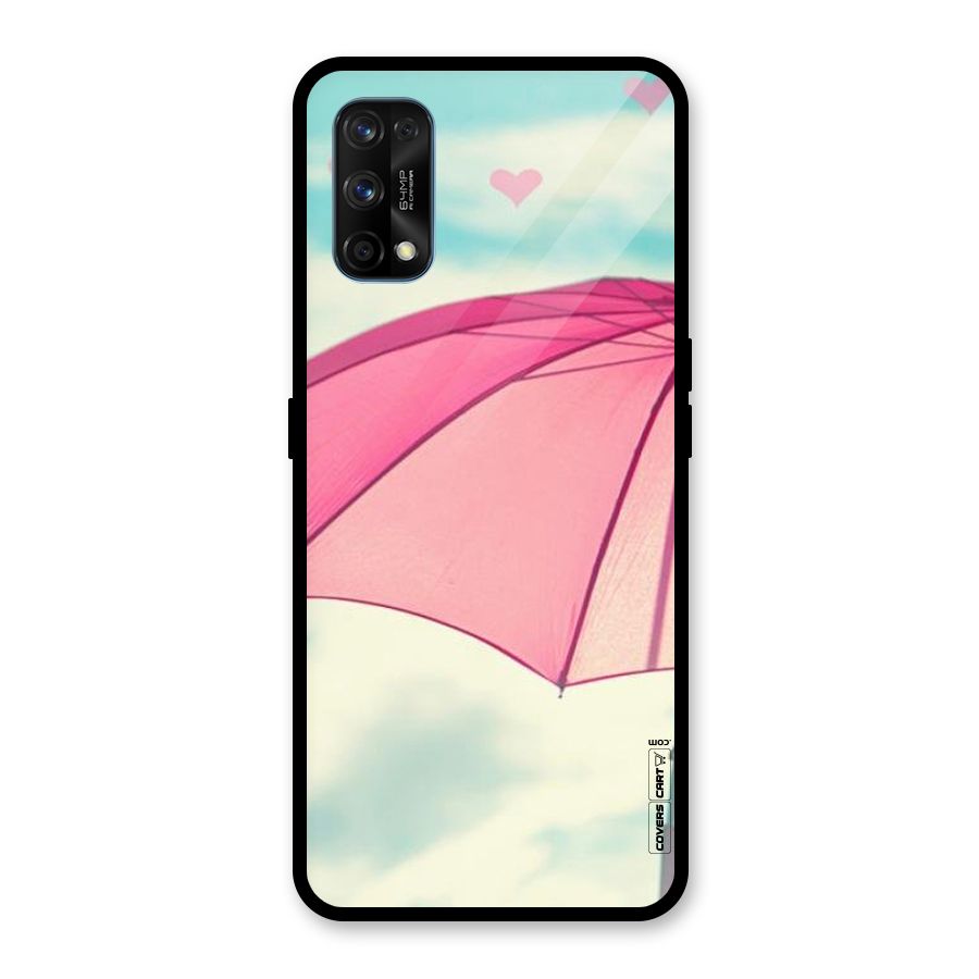 Cute Pink Umbrella Glass Back Case for Realme 7 Pro