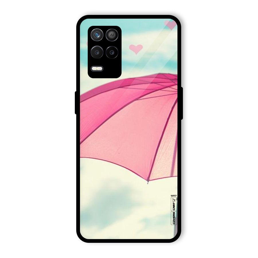 Cute Pink Umbrella Glass Back Case for Realme 9 5G