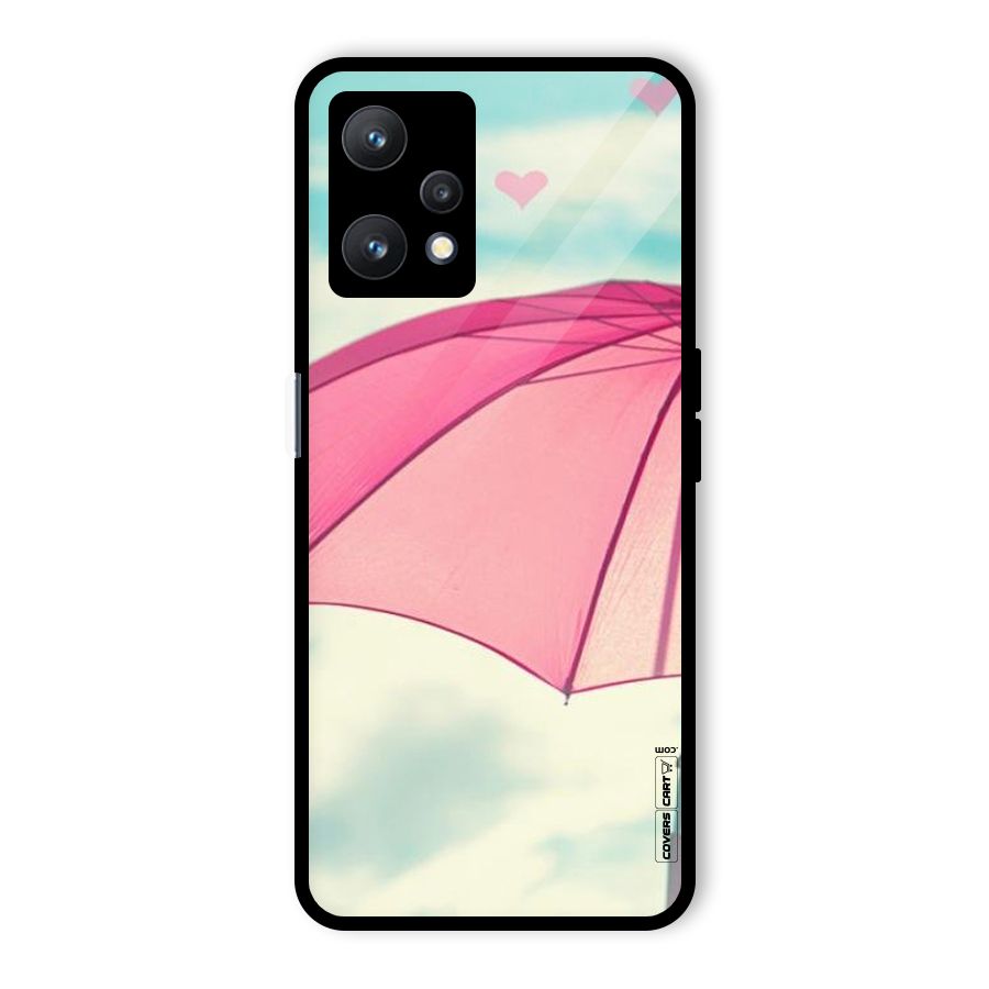Cute Pink Umbrella Glass Back Case for Realme 9 Pro 5G