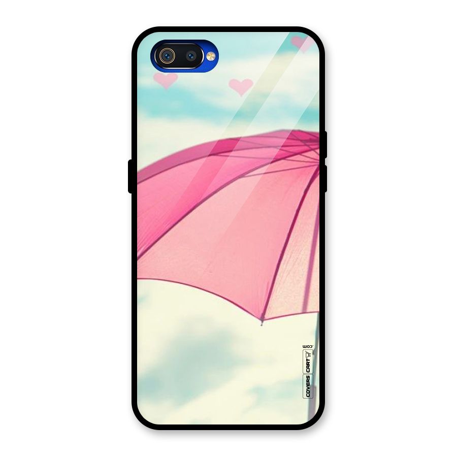 Cute Pink Umbrella Glass Back Case for Realme C2