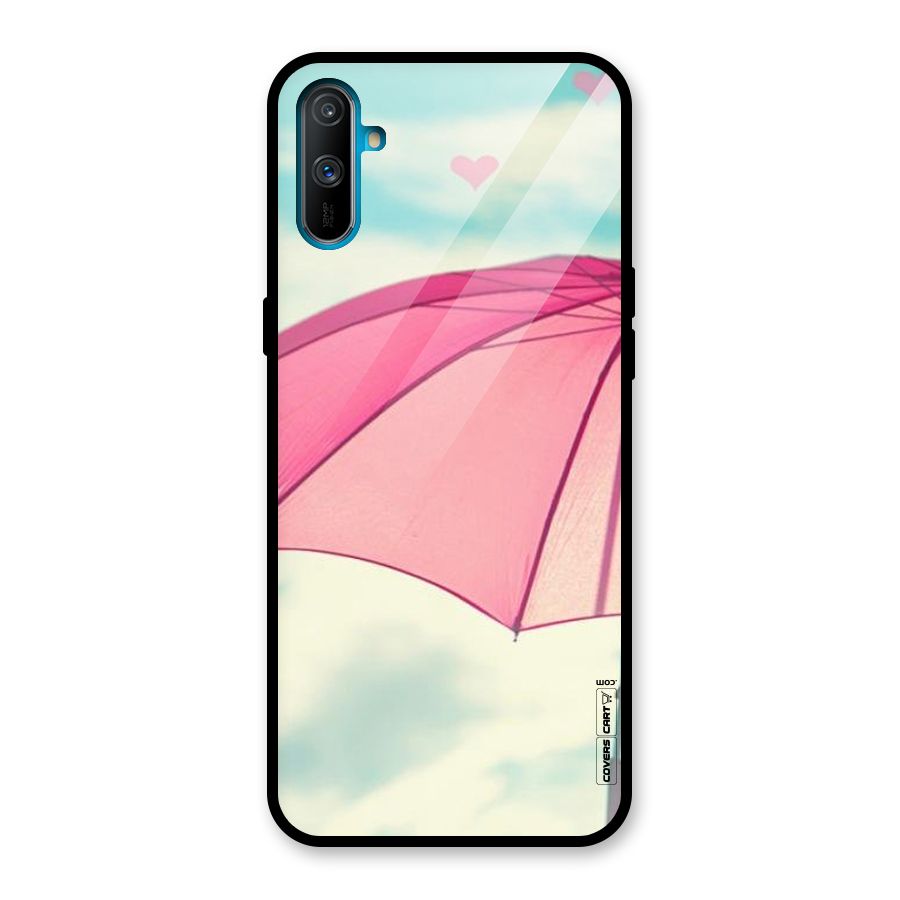 Cute Pink Umbrella Glass Back Case for Realme C3