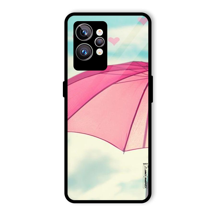 Cute Pink Umbrella Glass Back Case for Realme GT2 Pro
