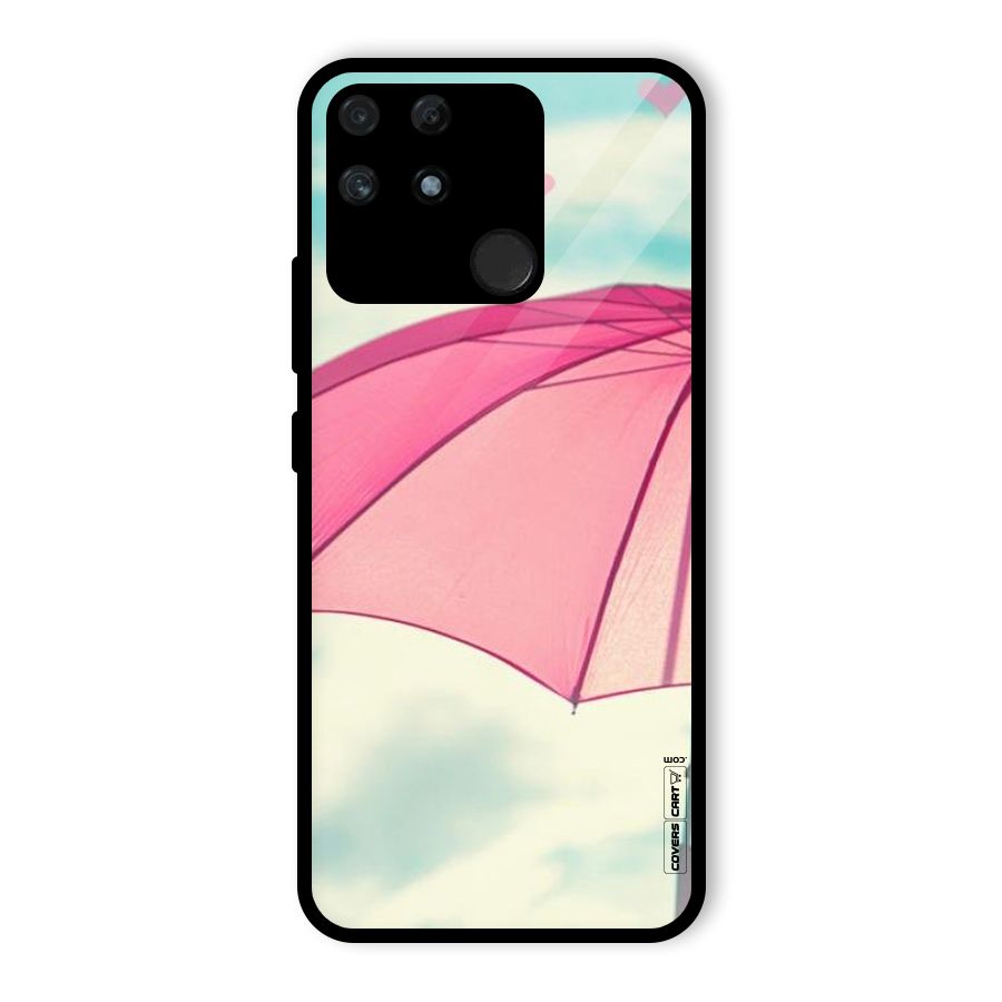 Cute Pink Umbrella Glass Back Case for Realme Narzo 50A