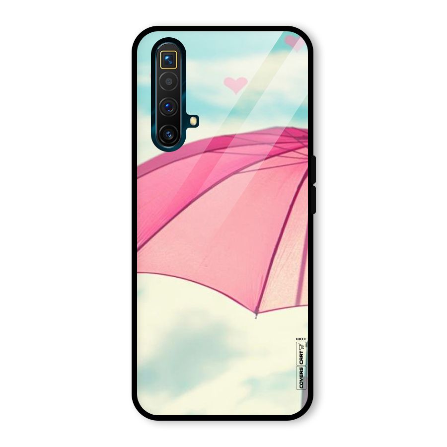 Cute Pink Umbrella Glass Back Case for Realme X3 SuperZoom