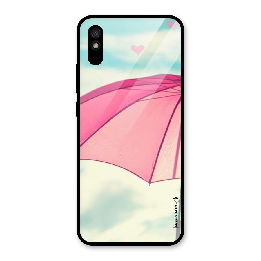 Cute Pink Umbrella Glass Back Case for Redmi 9A