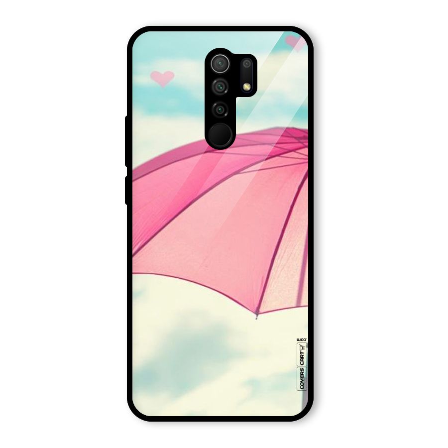 Cute Pink Umbrella Glass Back Case for Redmi 9 Prime
