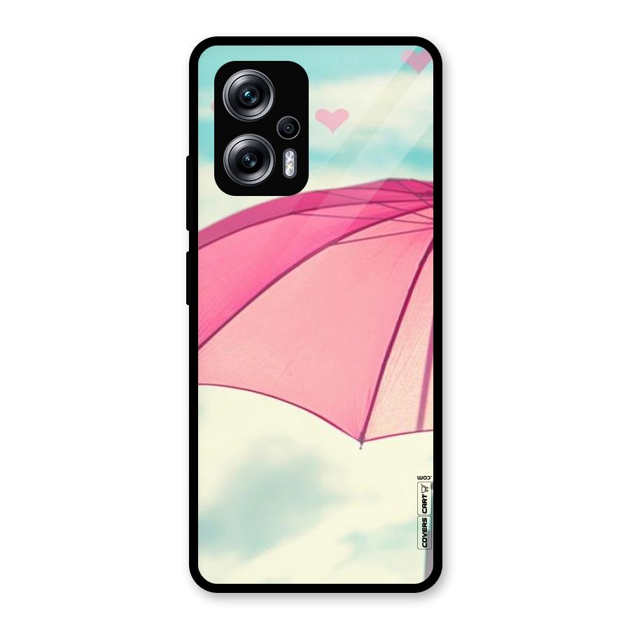 Cute Pink Umbrella Glass Back Case for Redmi K50i