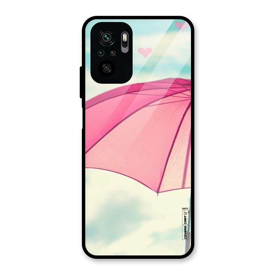 Cute Pink Umbrella Glass Back Case for Redmi Note 10S