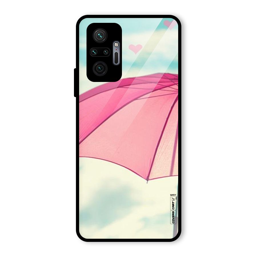 Cute Pink Umbrella Glass Back Case for Redmi Note 10 Pro