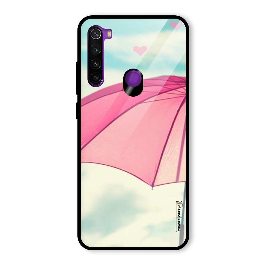 Cute Pink Umbrella Glass Back Case for Redmi Note 8
