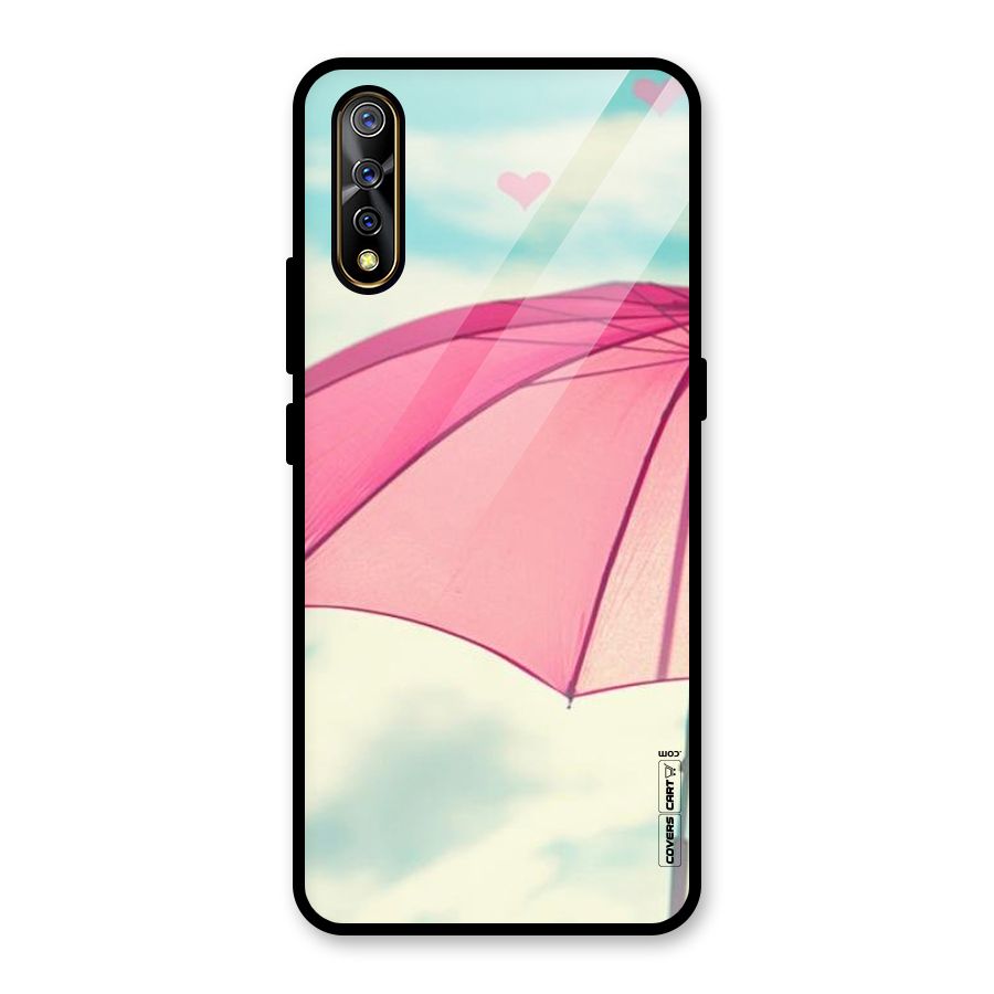 Cute Pink Umbrella Glass Back Case for Vivo S1