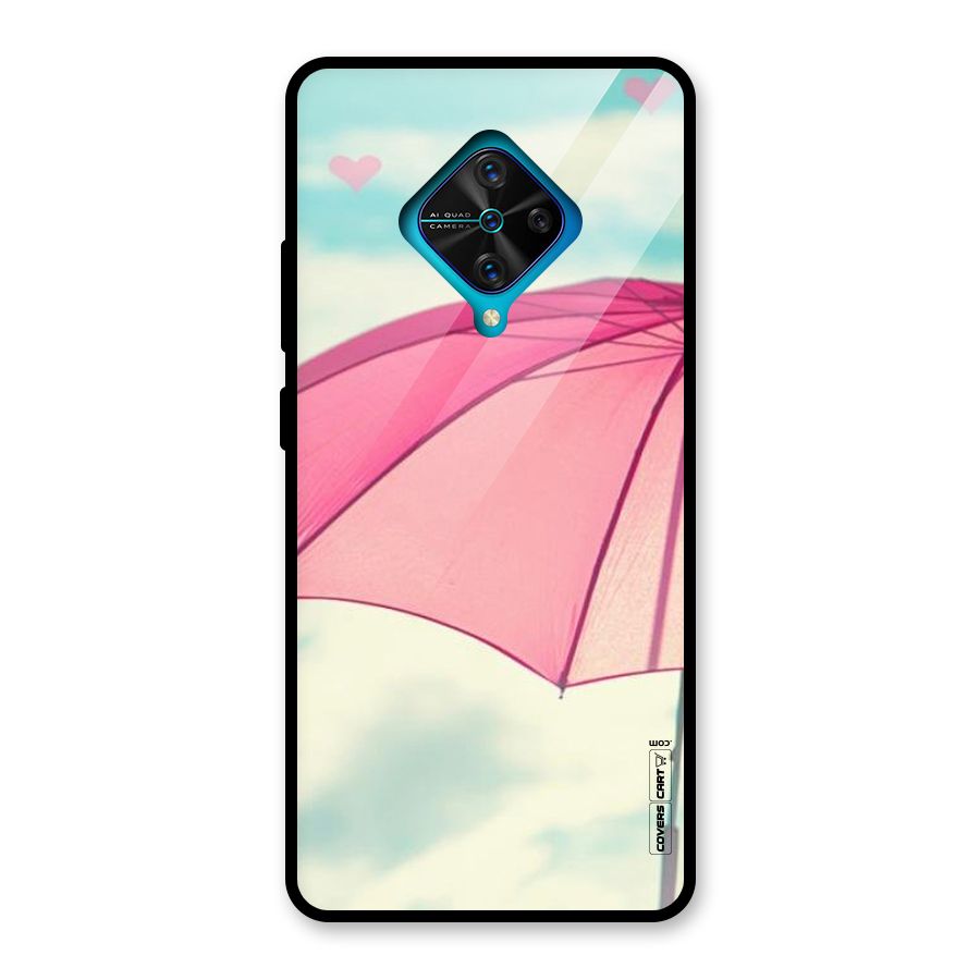 Cute Pink Umbrella Glass Back Case for Vivo S1 Pro